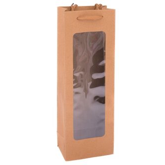 Papírová taška na lahev s průhledem - sada 12ks, 12/720