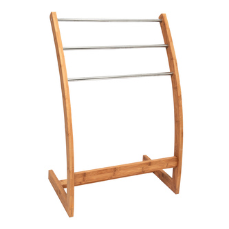 MSV stojan na ručníky, bambus, 3 tyče z nerez oceli