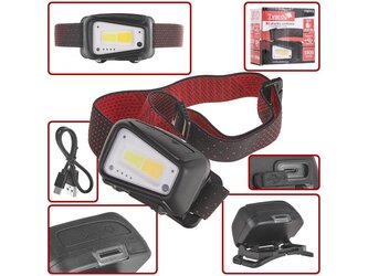 Čelovka s pohybovým senzorem, COB LED 5W+3W, 520lm, USB nabíjení TVARDY