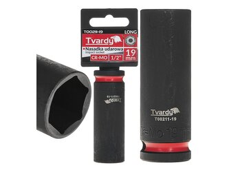Rázová nástrčná hlavice prodloužená 1/2", 19 mm, CrMo - TVARDY