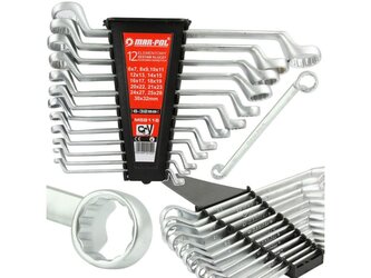 Klíče očkové zahnuté, sada 12ks, 6-32mm MAR-POL