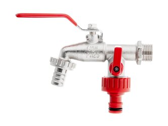 Ventil zahradní, vstup 1/2", výstup 2×3/4" + konektor pro rychlospojku a hadičník 1/2" - GEKO