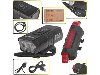 Osvětlení jízdního kola, sada přední 800lm/900mAh, zadní 120lm/120mAh KELTIN Osvětlení jízdního kola, sada přední 800lm/900mAh, zadní 120lm/120mAh KELTIN