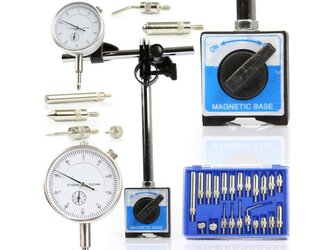 Úchylkoměr 0–10 / 0,01 mm s magnetickým stativem a vyměnitelnými koncovkami - MAR-POL