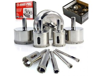 Diamantové vykružovací korunky, sada 10ks, 6-68mm, galvanizované MAR-POL