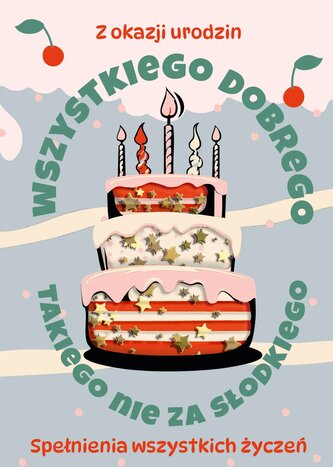 Karnet KF Urodziny wszystkiego dobrego tort KF-008