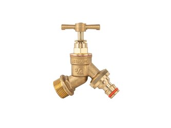 Kohoutek zahradní, vstup 3/4" vstup 3/4", výstup 3/4" + konektor pro rychlospojku - BRADAS