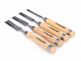 Dláta na dřevo 10-25 mm, dřevěná rukojeť, sada 4 ks - KRAFT&DELE;