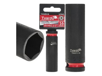 Rázová nástrčná hlavice prodloužená 1/2", 16 mm, CrMo - TVARDY
