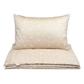 Detské obliečky SOFTELLO 90x130cm - béžové vtáčiky