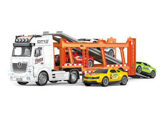 Auto tahač na setrvačník 56 cm s auty set 4ks