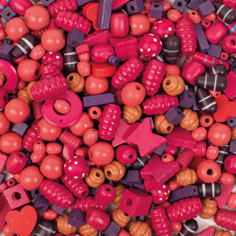 Korálky dřevěné big- 250g, růžové a fialové Korálky dřevěné big- 250g, růžové a fialové