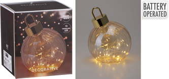 Bombka świąteczna z led 15CM BURSZTYNOWA