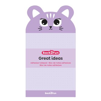 Miquelrius B2F - samolepicí bloček, kotě, 60 listů, 90 g, tečky, fialový