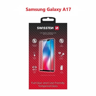 SKLO SWISSTEN FULL GLUE, COLOR FRAME, CASE FRIENDLY PRO SAMSUNG  A176B / A175F GALAXY A17 5G /4G ČERNÉ