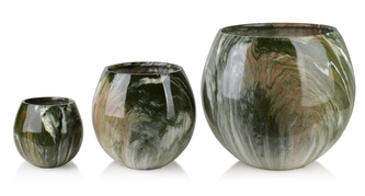 NEVA MARBLE Komplet 3 osłonek ceramicznych 42,5x42,5x39/28x28x27/20x20x19 cm