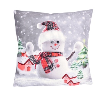 Vánoční 3D návlek, Sněhulák a domečky 40 x 40 cm