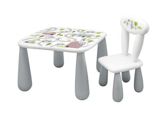 MALTEX SET LUNA TOWN Stolik dla dzieci + krzesełko biały/szary