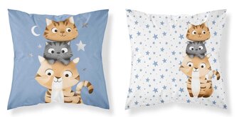 DETEXPOL Povlak na polštářek Kočičky blue  Bavlna, 40/40 cm