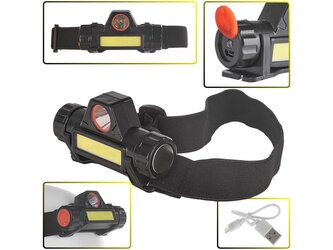 Čelovka LED COB 3W+XPE, 800mAh, s nastavitelnou hlavou, nabíjecí KELTIN