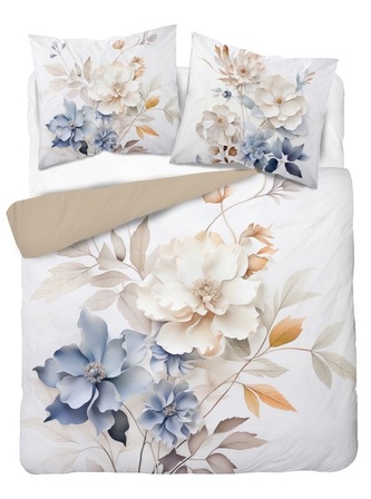 DETEXPOL Francouzské povlečení 3D Květy na bílém micro Polyester - mikrovlákno, 220/200, 2x70/80 cm