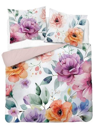 DETEXPOL Francouzské povlečení 3D Květy akvarel micro Polyester - mikrovlákno, 220/200, 2x70/80 cm