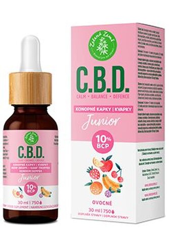C.B.D. konopné kapky s BCP a ovoc.příchutí Junior 30ml