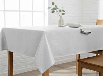 Ubrus na stůl KARMEL bílá/stříbrná 145x220 cm