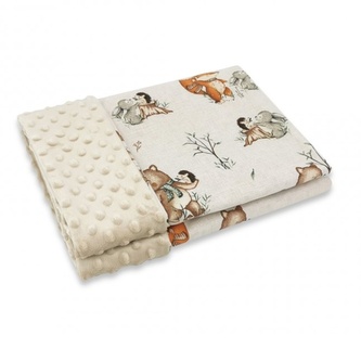 Oboustranná deka, Bavlna/Minky 100 x 75 cm, Friends time - latte; latte; Bavlna, polyester