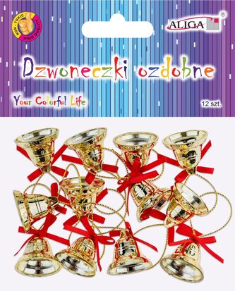 Zvonečky stříbrné a zlaté 2 cm 12 ks
