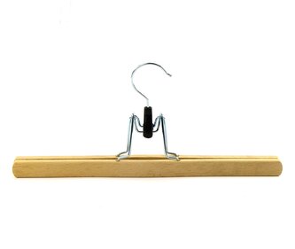 Ramínko dřevo na sukně/kalhoty se skřipcem lakované 35cm  CZ