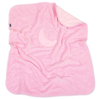 Oboustranná chlupáčková dečka s vyšívkou 75 x 90 cm, Měsíček - růžová; růžová; 100% polyester Oboustranná chlupáčková dečka s vyšívkou 75 x 90 cm, Měsíček - růžová; růžová; 100% polyester