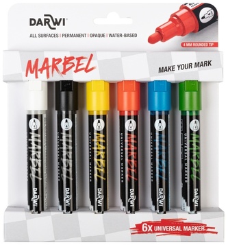 Markery akrylowe 6-kol. 4mm podstawowe, Darwi