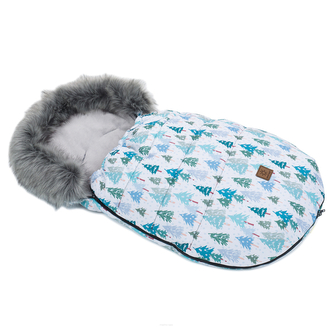 Zimní fusak Lux s kožešinkou, Zimní les, 50 x 100cm - šedý/zelený; zelená, šedá; 100% polyester; 100 cm Zimní fusak Lux s kožešinkou, Zimní les, 50 x 100cm - šedý/zelený; zelená, šedá; 100% polyester; 100 cm