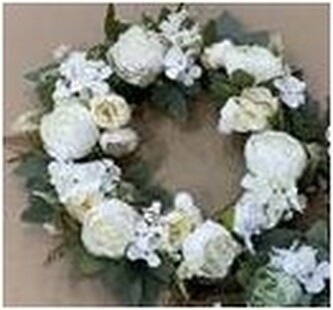 Wianek kwiatów 18 szt. z materiału śr. 47 cm