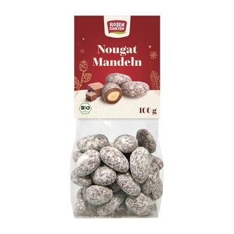 Mandle v mléčné čokoládě s nugátem 100 g BIO   ROSENGARTEN