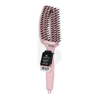 Olivia Garden Fingerbrush Combo Medium Pastel Pink kartáč na vlasy s nylonovými a kančími štětinami