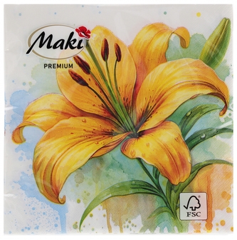 Serwetka papierowa 3warstwowa 33x33 Kwiat Lilia op20szt POL MAK SLOG061901