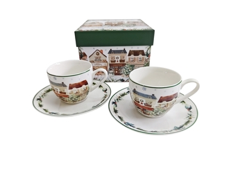 Sada dvou šálků a podšálků 90 ml VÁNOČNÍ MĚSTO 2 v dárkové krabičce