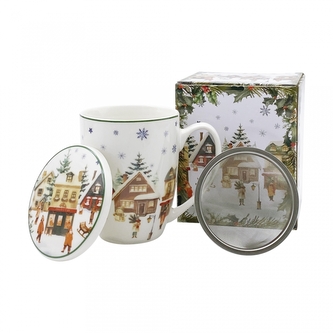 Porcelánový hrnek byliňák VÁNOČNÍ VESNICE 360 ml Porcelánový hrnek byliňák VÁNOČNÍ VESNICE 360 ml