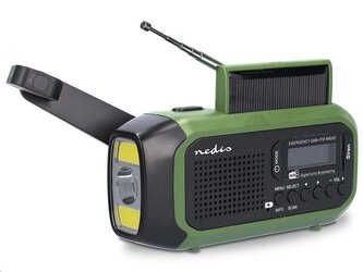 Rádio NEDIS RDDBCR2000GN nouzové DAB+/FM, ruční klika, solární panel