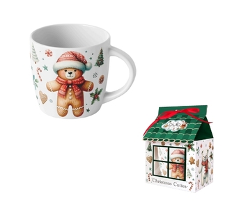 Porcelánový hrnek VÁNOČNÍ PERNÍČEK MEDVĚD, 400 ml v papírovém domečku Porcelánový hrnek VÁNOČNÍ PERNÍČEK MEDVĚD, 400 ml v papírovém domečku