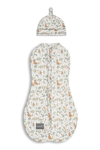Zavinovačka Sleepee First Step Swaddle s čepičkou zdarma Ivory Forest