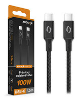 Datový kabel ALIGATOR PREMIUM 5A 100W, USB-C/USB-C, černý