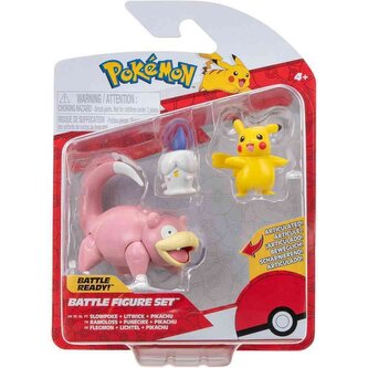 Pokémon Battle Figure Set 3-Pack - Slowpoke, Litwick & Pikachu
