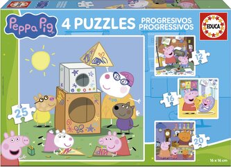 EDUCA Puzzle Prasátko Peppa 4v1 (12,16,20,25 dílků)