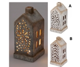 LED porcelánový domeček s vločkou A, 20 cm