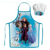 Dětská zástěra FROZEN všichni set s čepicí modrá