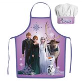 Dětská zástěra FROZEN všichni set s čepicí fialová