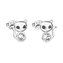 EG2509-CR Stříbrné náušnice pecka s krystaly Swarovski bílá kočka - zvířátka